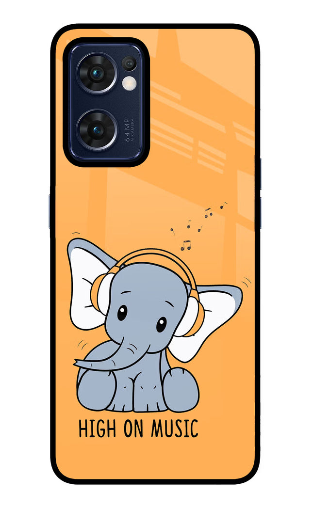 High On Music Oppo Reno7 5G Glass Case Back Cover by Casekaro
