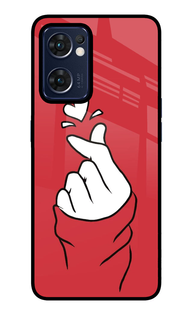 Korean Love Sign Oppo Reno7 5G Glass Case Back Cover by Casekaro