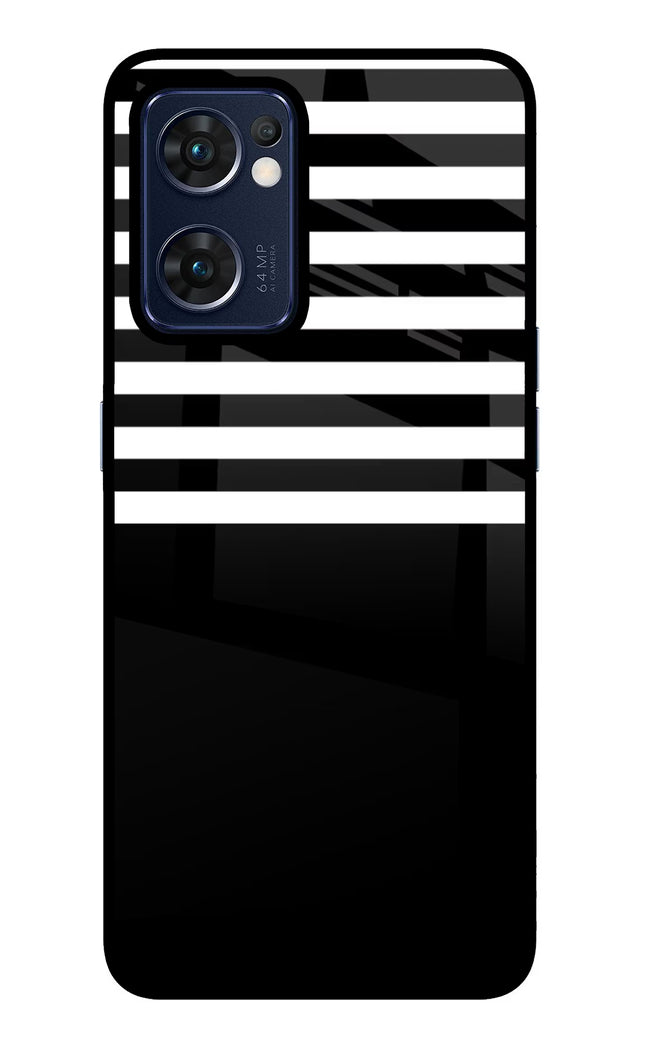 Black and White Print Oppo Reno7 5G Glass Case Back Cover by Casekaro