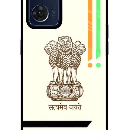 Satyamev Jayate Brown Logo Oppo Reno7 5G Glass Case