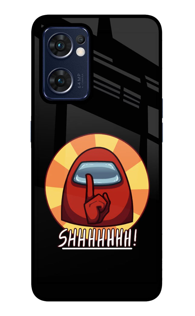 Among Us Shhh! Oppo Reno7 5G Glass Case Back Cover by Casekaro