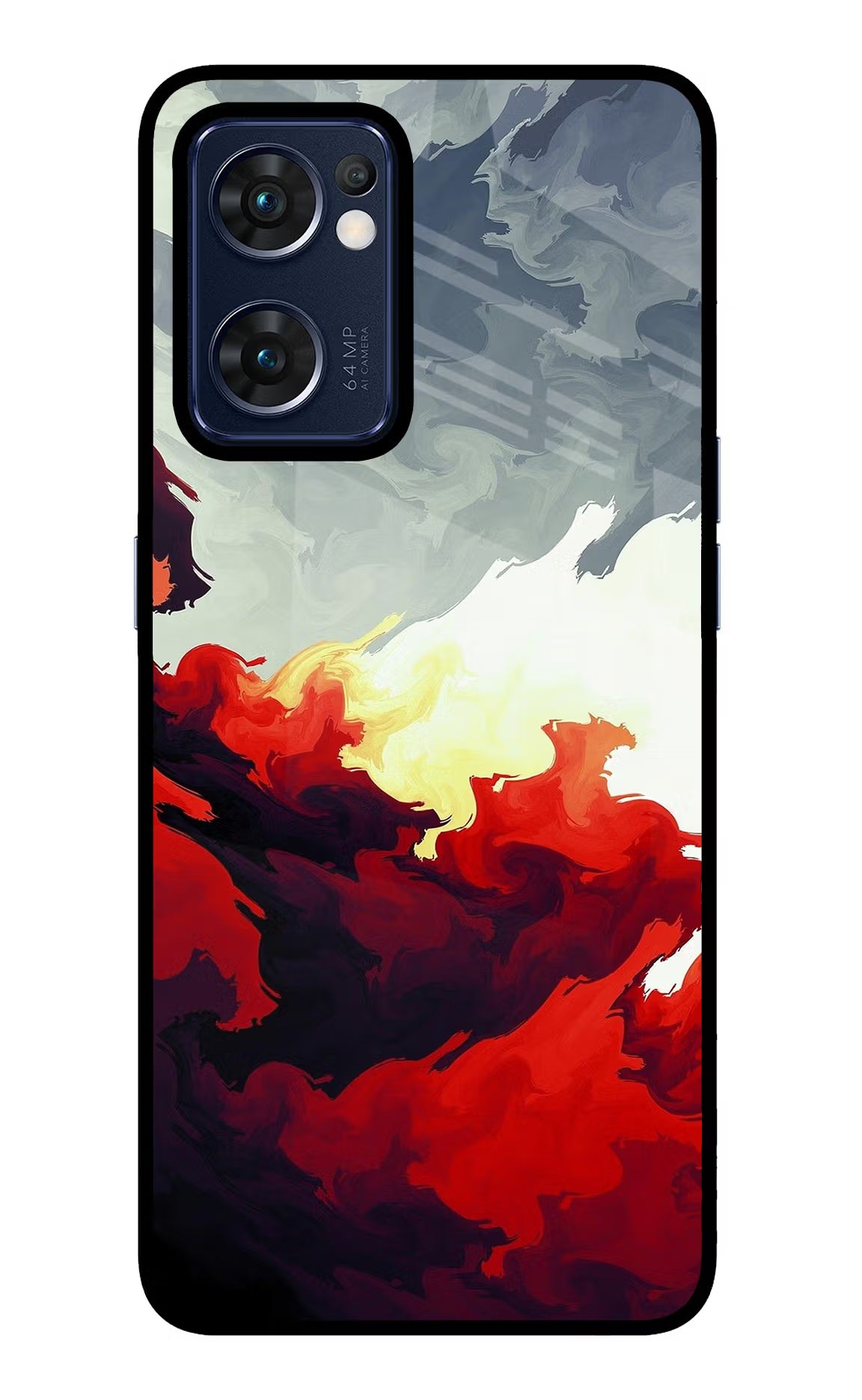 Fire Cloud Oppo Reno7 5G Glass Case Back Cover by Casekaro