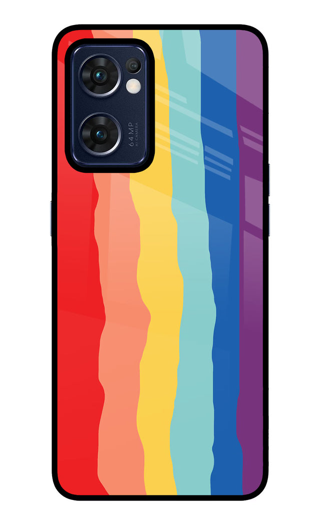 Rainbow Oppo Reno7 5G Glass Case Back Cover by Casekaro