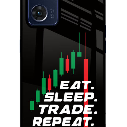 Eat Sleep Trade Repeat Oppo Reno7 5G Glass Case