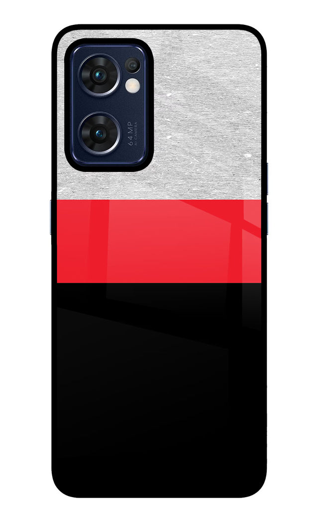 Tri Color Pattern Oppo Reno7 5G Glass Case