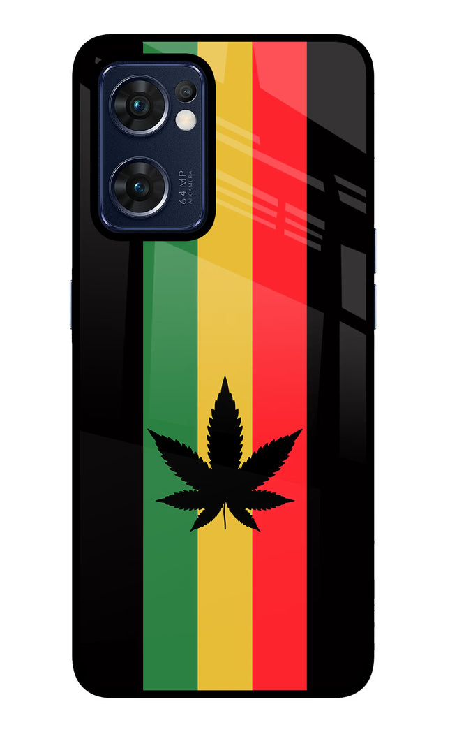 Weed Flag Oppo Reno7 5G Glass Case Back Cover by Casekaro