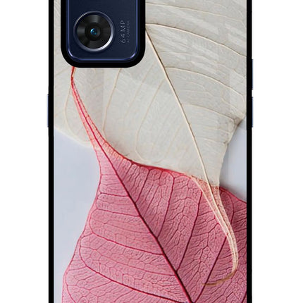 White Pink Leaf Oppo Reno7 5G Glass Case