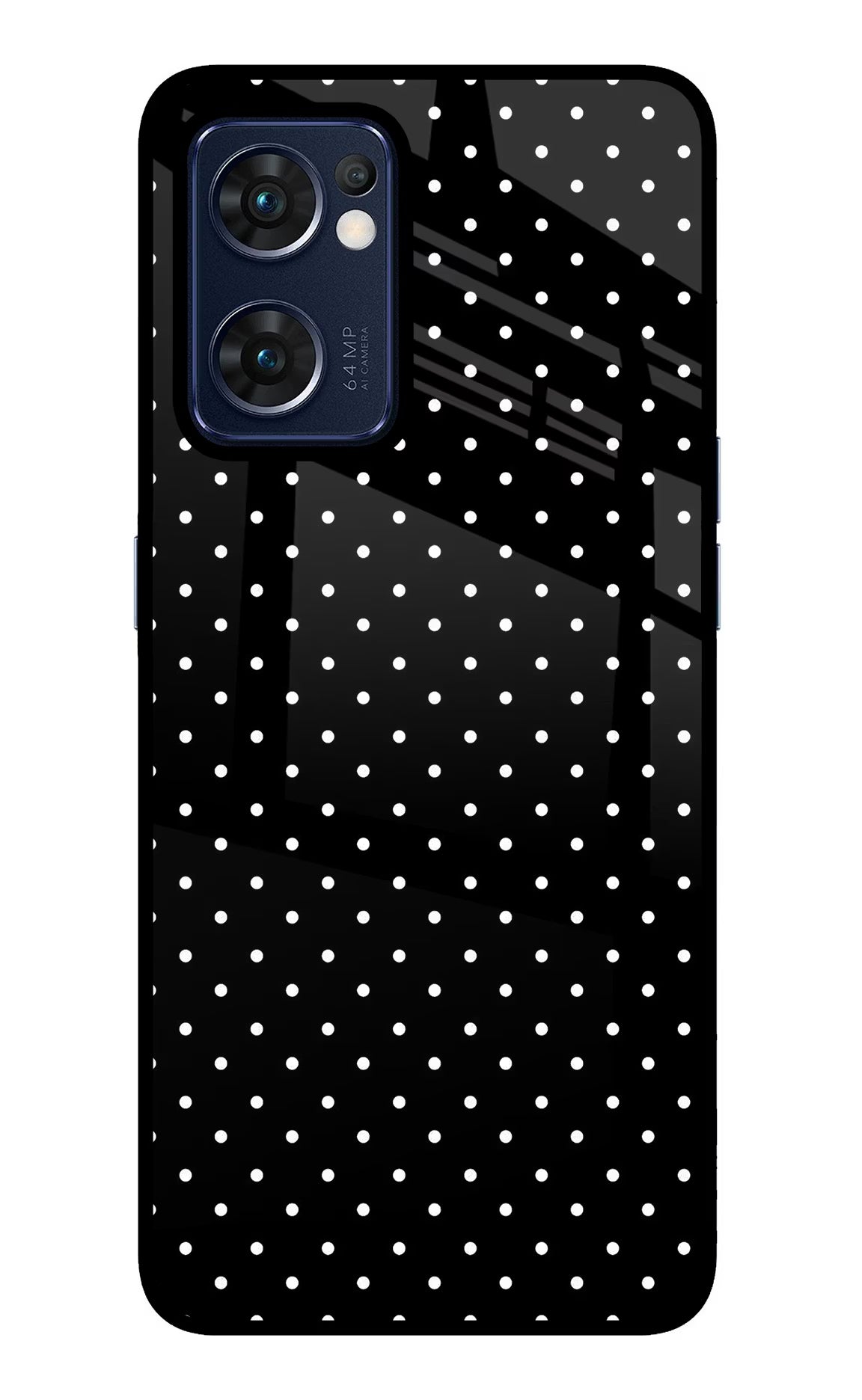 White Dots Oppo Reno7 5G Glass Case Back Cover by Casekaro