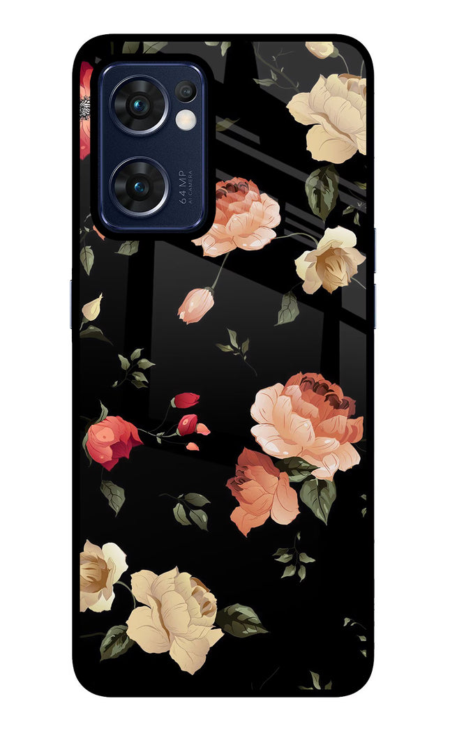 Flowers Oppo Reno7 5G Glass Case