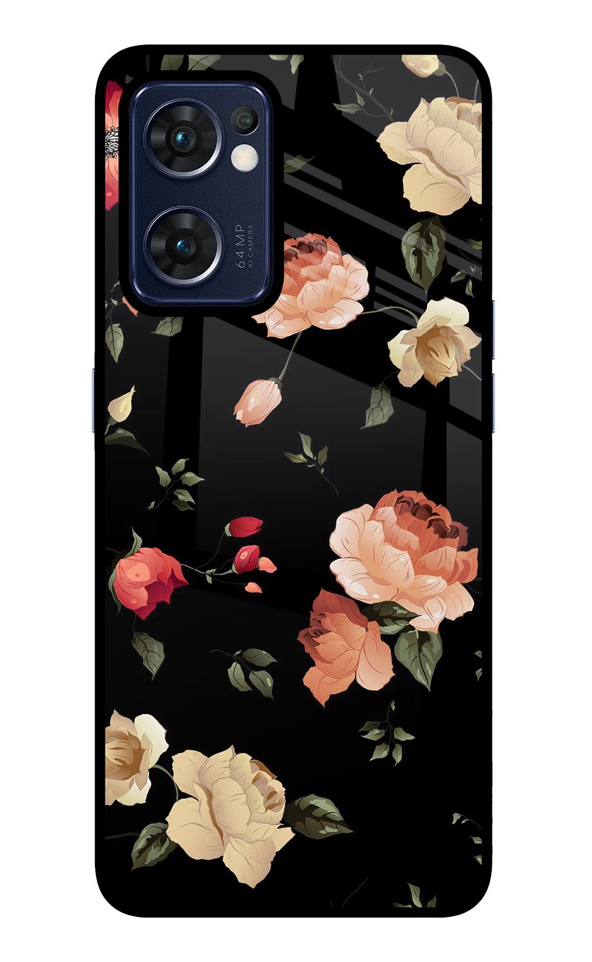 Flowers Oppo Reno7 5G Glass Case Back Cover by Casekaro