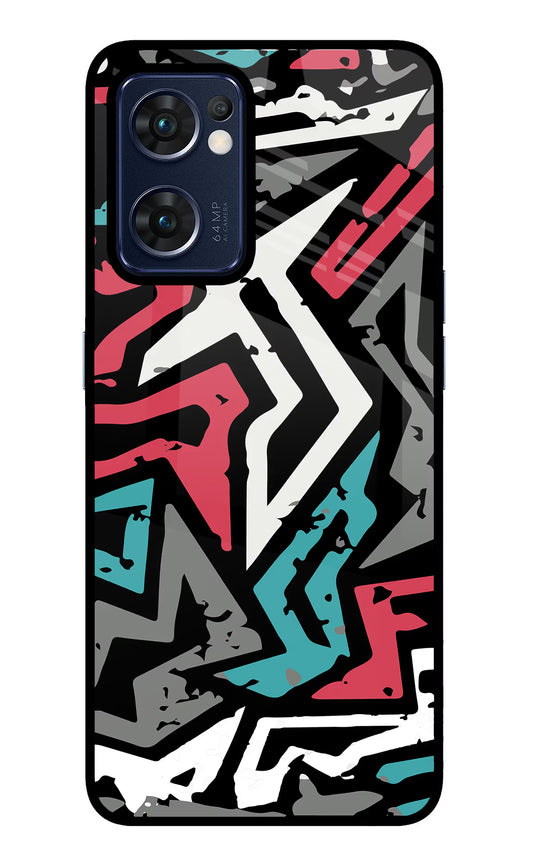 Geometric Graffiti Oppo Reno7 5G Glass Case