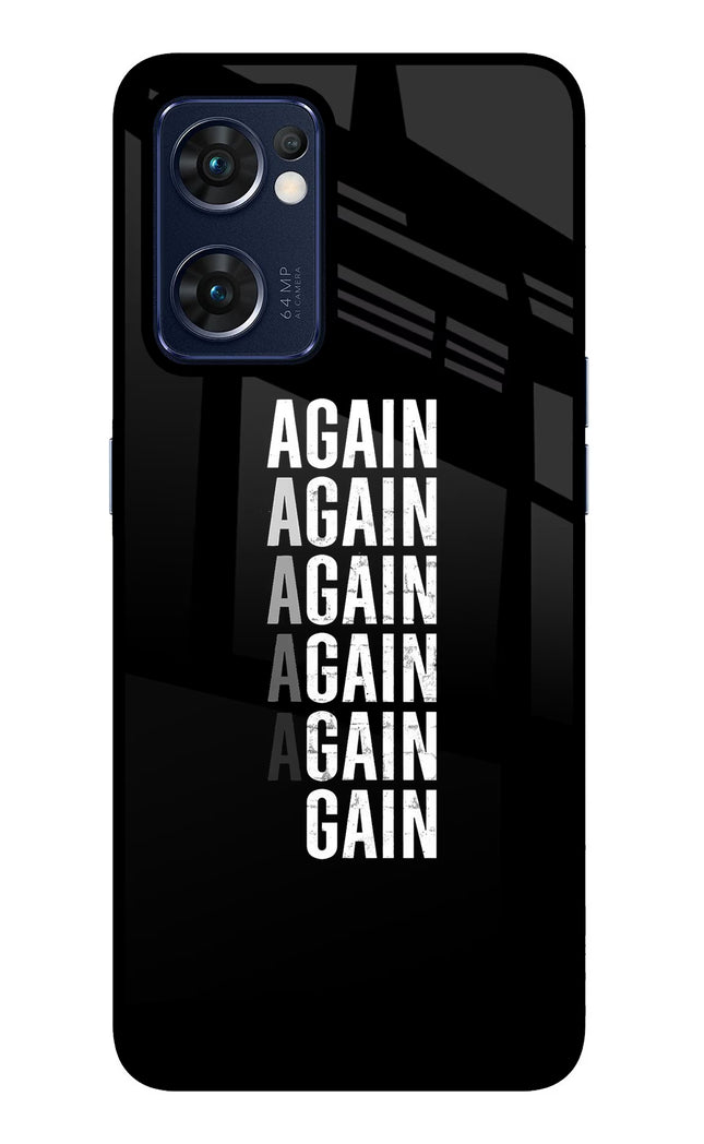 Again Again Gain Oppo Reno7 5G Glass Case Back Cover by Casekaro