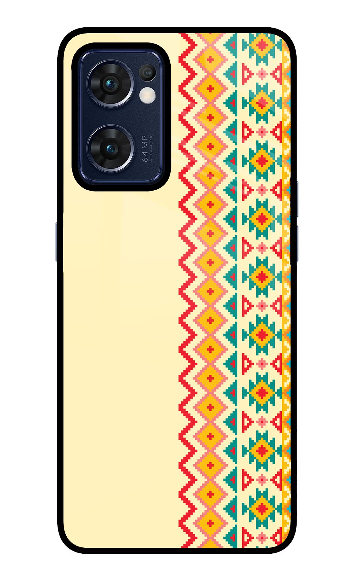 Ethnic Seamless Oppo Reno7 5G Glass Case Back Cover by Casekaro