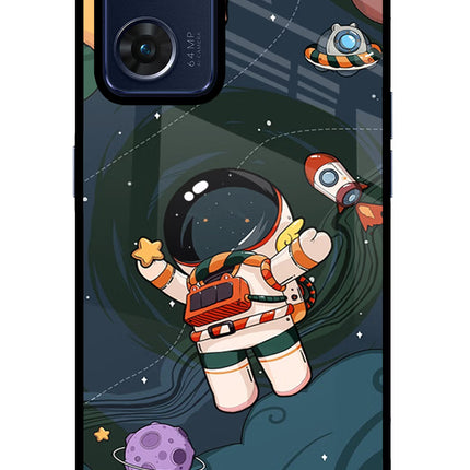 Cartoon Astronaut Oppo Reno7 5G Glass Case