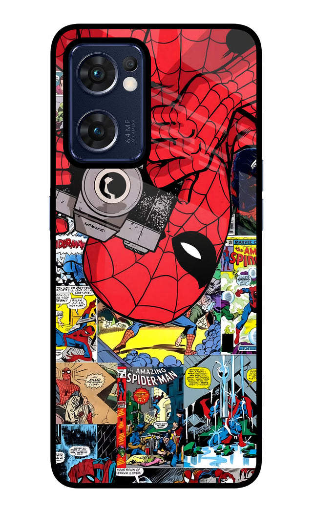 Spider Man Oppo Reno7 5G Glass Case Back Cover by Casekaro