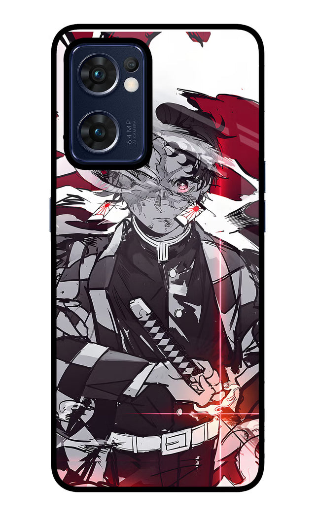 Demon Slayer Oppo Reno7 5G Glass Case Back Cover by Casekaro