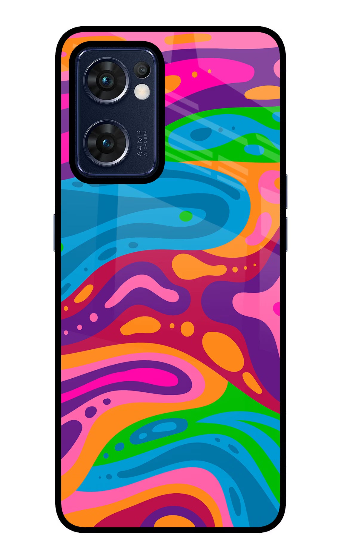 Trippy Pattern Oppo Reno7 5G Glass Case Back Cover by Casekaro
