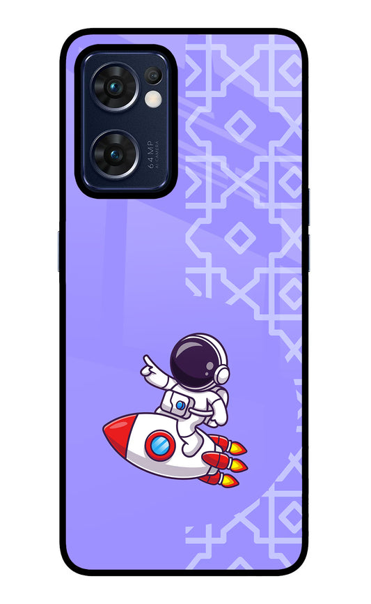 Cute Astronaut Oppo Reno7 5G Glass Case