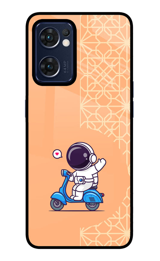 Cute Astronaut Riding Oppo Reno7 5G Glass Case