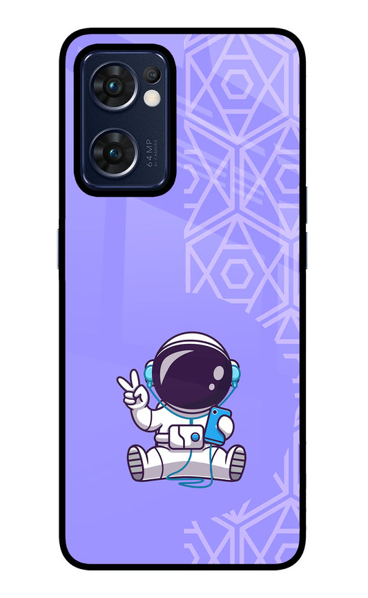 Cute Astronaut Chilling Oppo Reno7 5G Glass Case