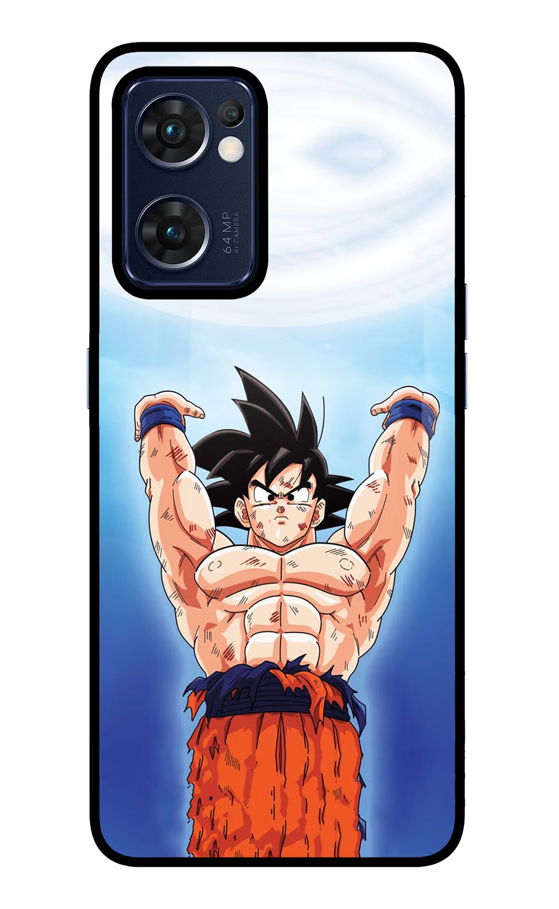 Goku Power Oppo Reno7 5G Glass Case Back Cover by Casekaro