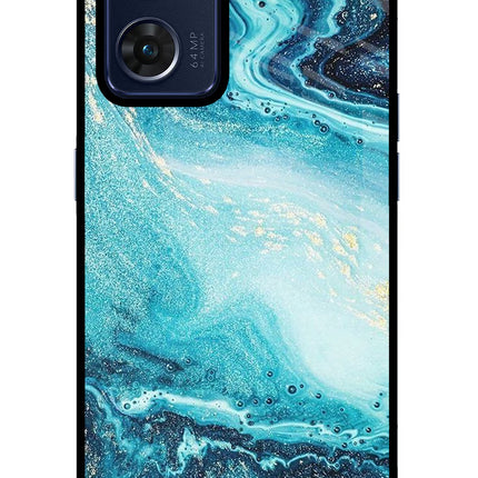 Blue Glitter Marble Oppo Reno7 5G Glass Case