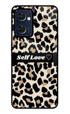 Leopard Print Self Love Oppo Reno7 5G Glass Case