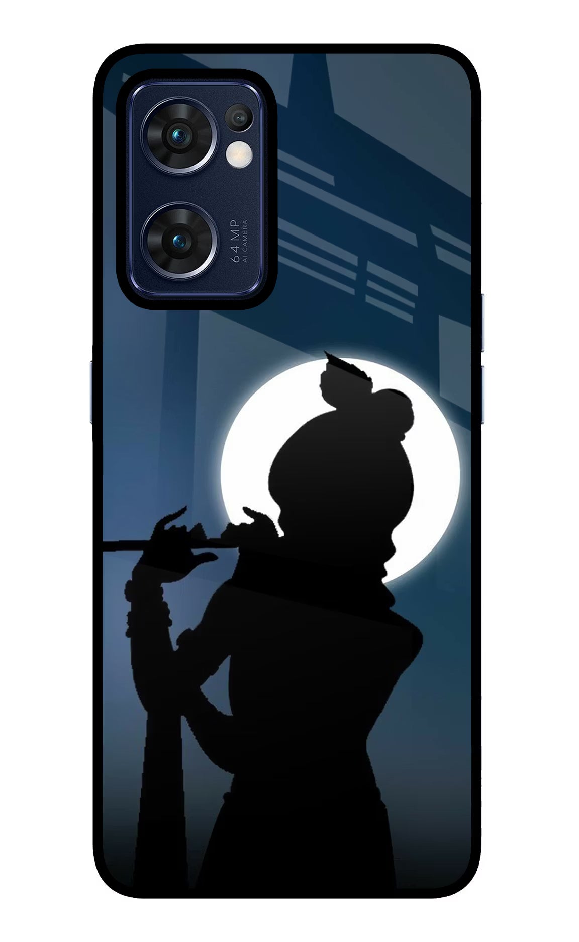 Shri Krishna Silhouette Oppo Reno7 5G Glass Case Back Cover by Casekaro