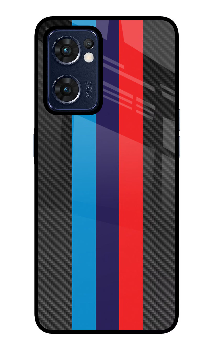 BMW Stripes Pattern Oppo Reno7 5G Back Cover, Glass case