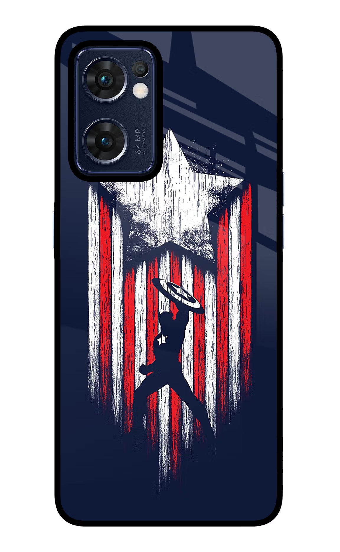 Captain America Marvel Art Oppo Reno7 5G Glass Case Back Cover by Casekaro