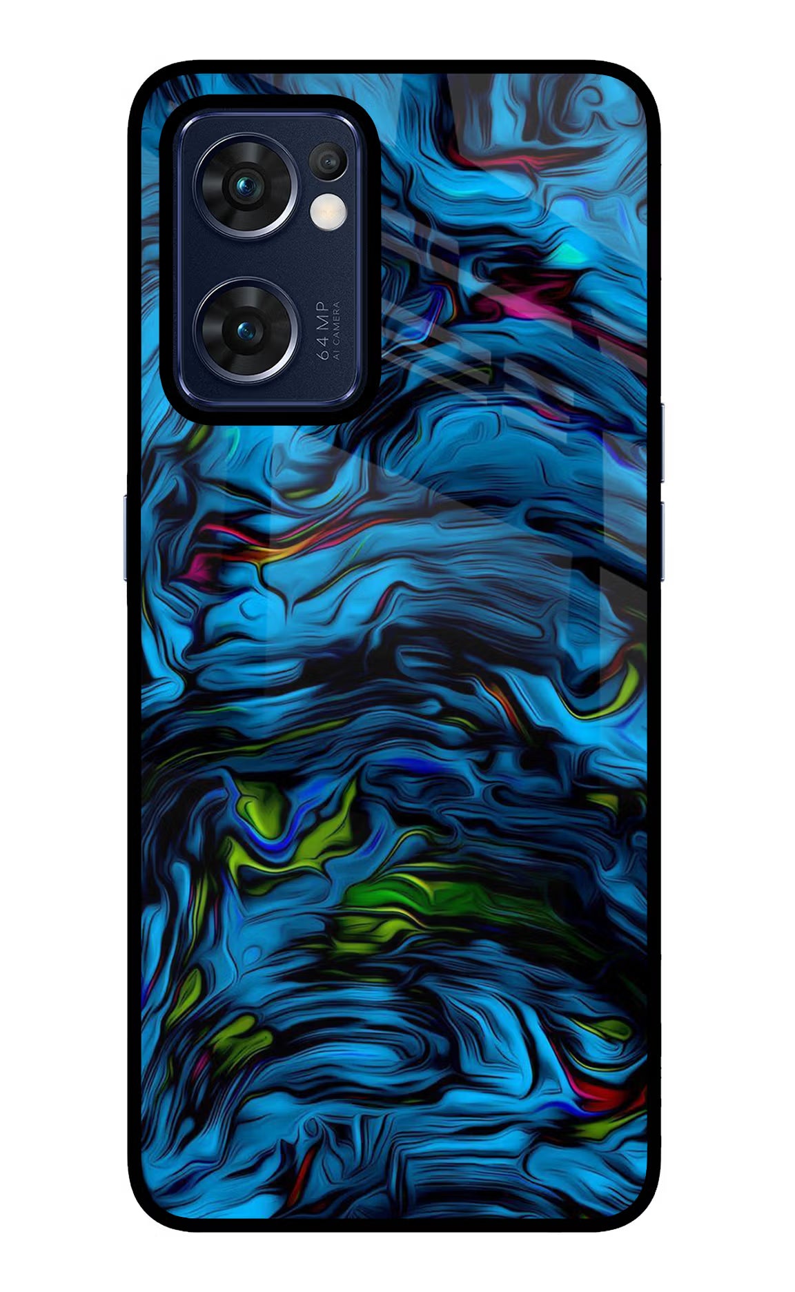 Dark Blue Abstract Oppo Reno7 5G Glass Case