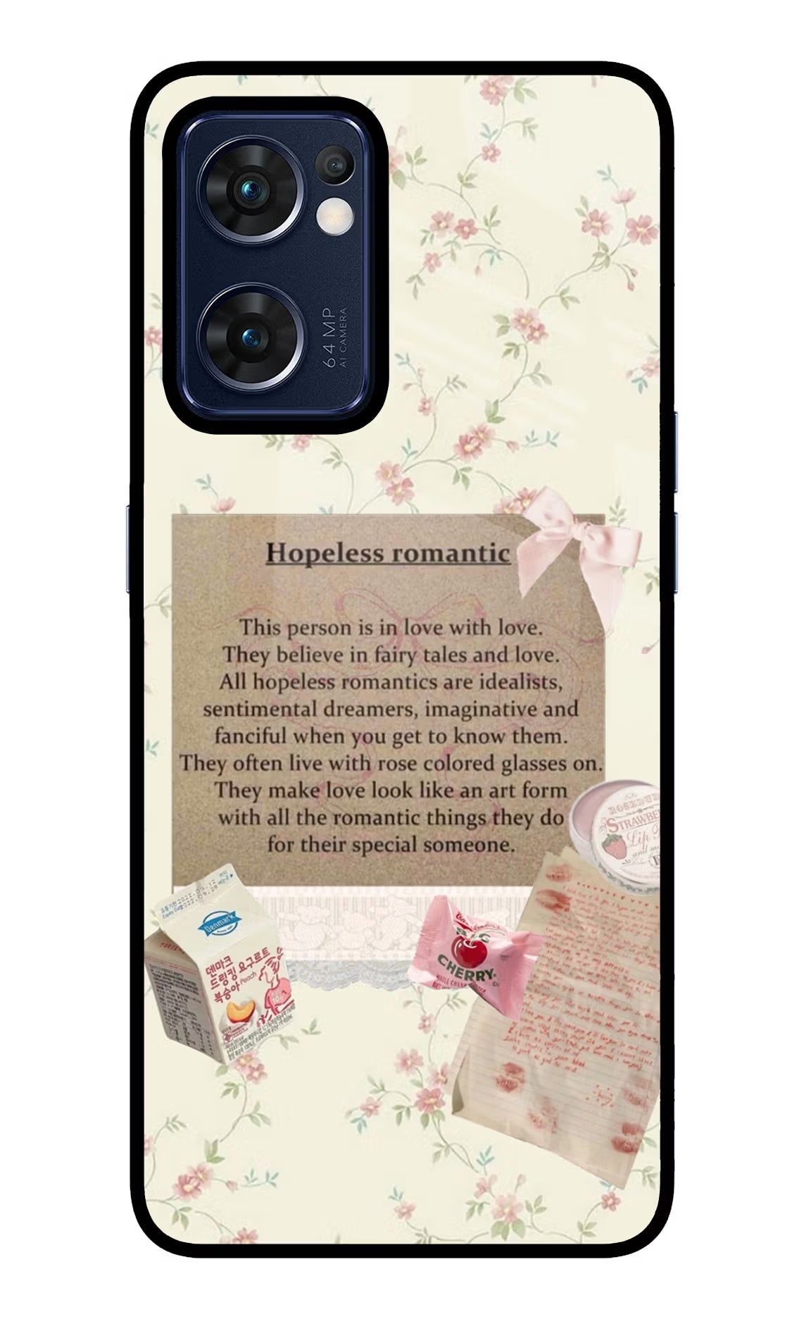 Hopeless Romantic Oppo Reno7 5G Glass Case Back Cover by Casekaro