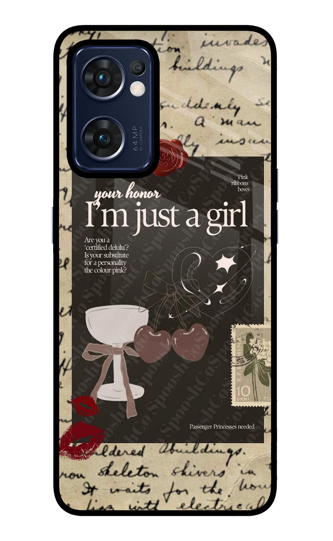 I am just a girl Oppo Reno7 5G Glass Case Back Cover by Casekaro