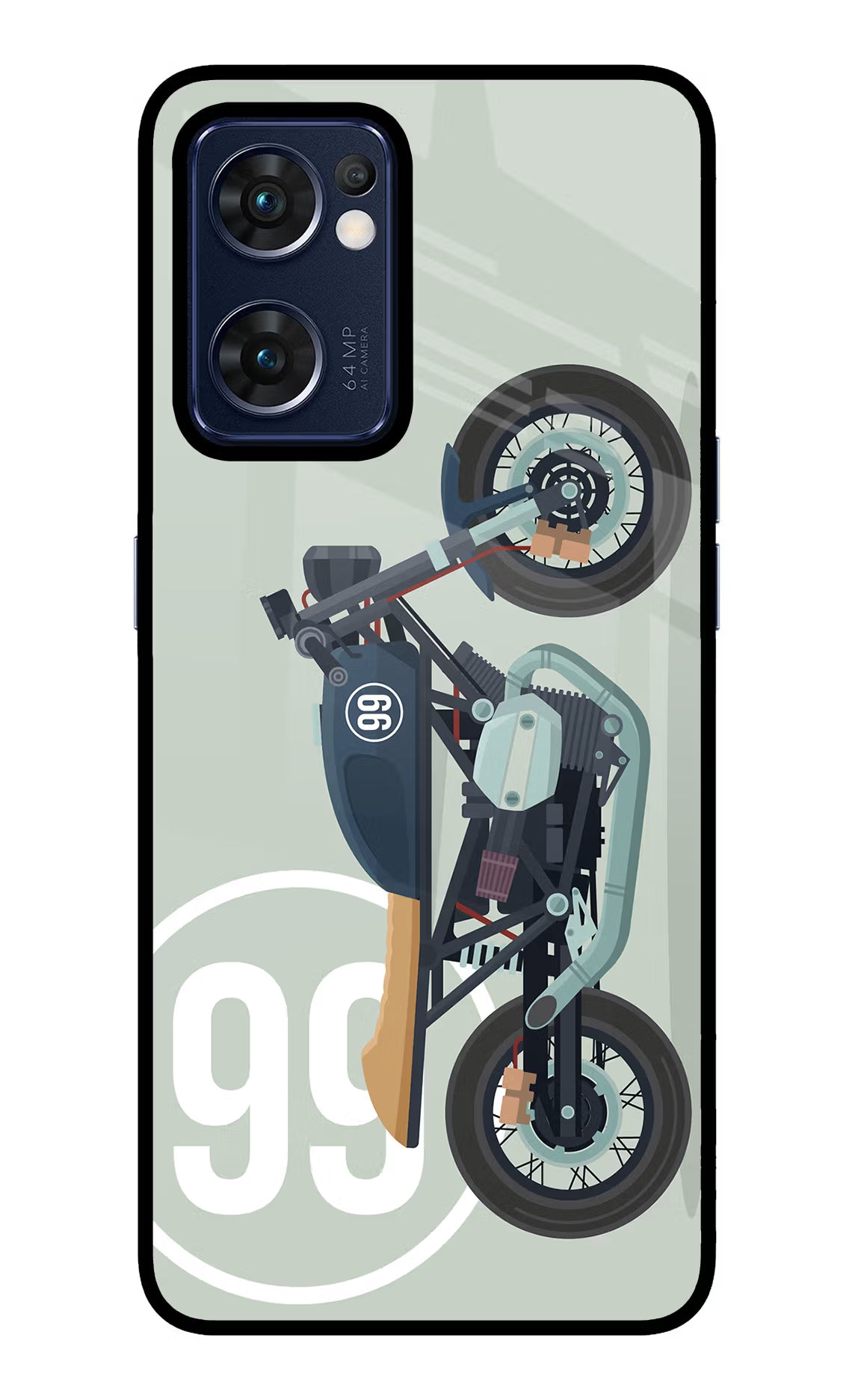 Classic Cafe Racer 99 Oppo Reno7 5G Glass Case Back Cover by Casekaro