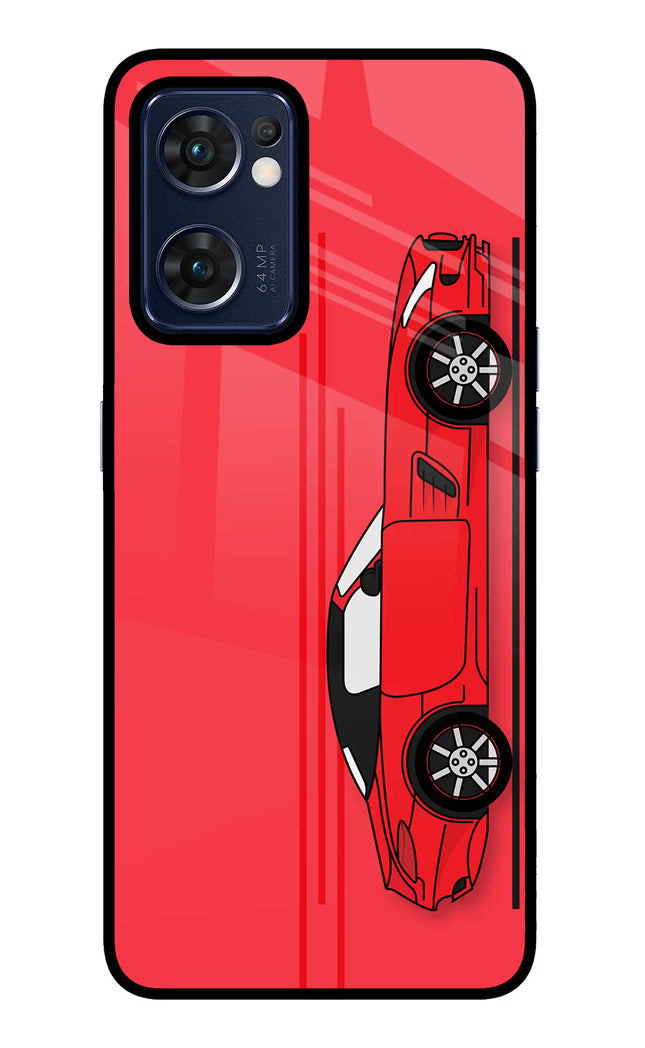 Red Velocity Oppo Reno7 5G Glass Case Back Cover by Casekaro