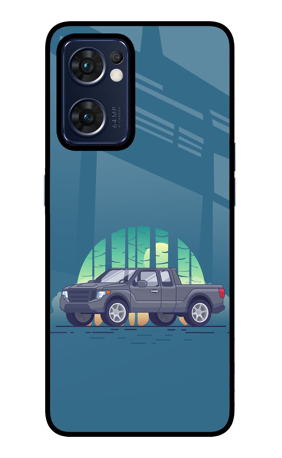 Retro Garage Vibe Oppo Reno7 5G Glass Case Back Cover by Casekaro