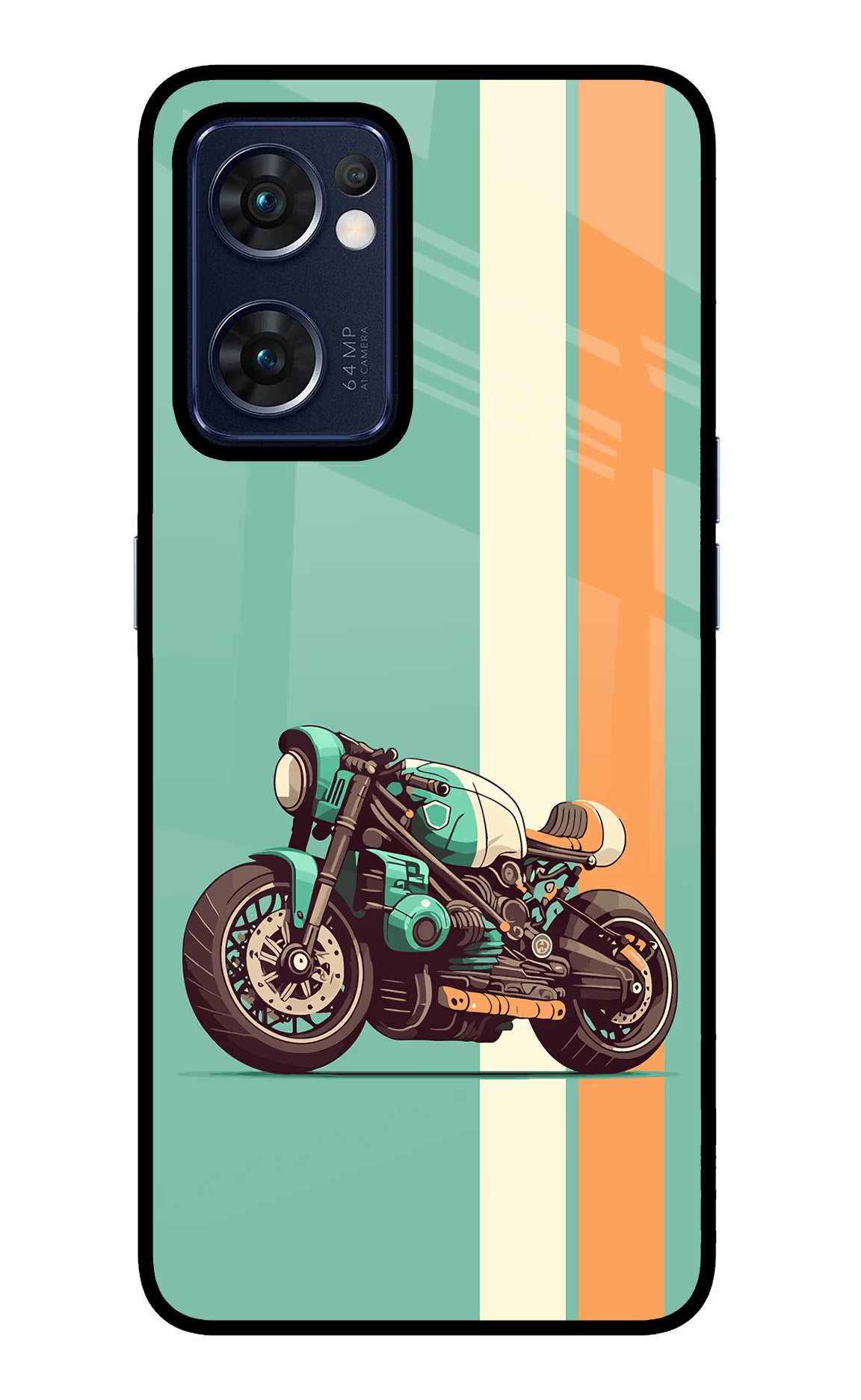Striped Moto Drift Oppo Reno7 5G Glass Case