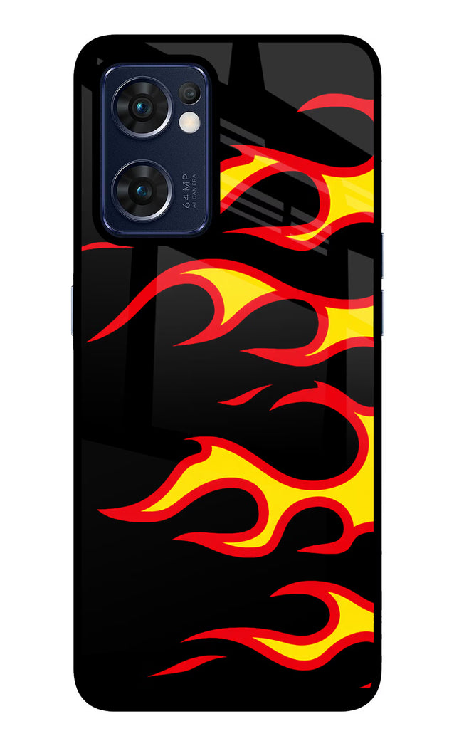 Side Sweep Flames Oppo Reno7 5G Glass Case