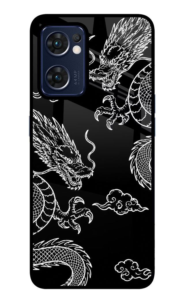 Twin Dragons Oppo Reno7 5G Glass Case