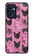 Pink Cats Oppo Reno7 5G Glass Case