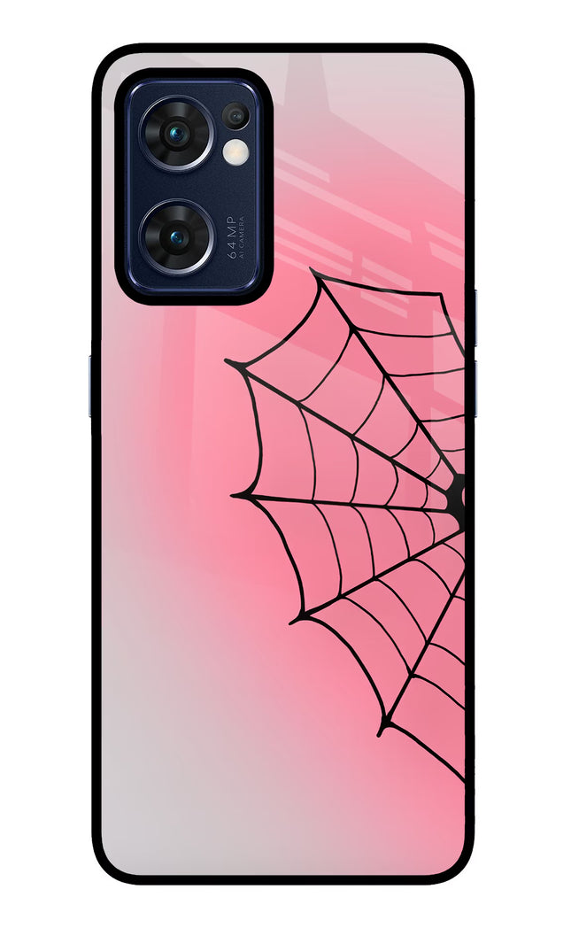 Pink Web Oppo Reno7 5G Glass Case