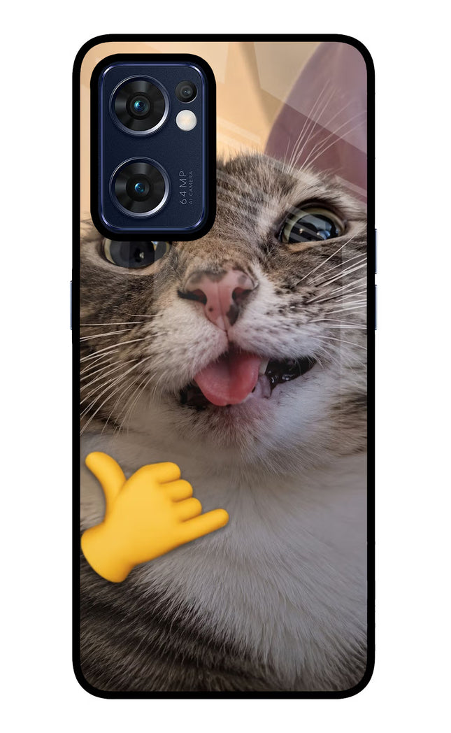 Silly Cat Call Oppo Reno7 5G Glass Case