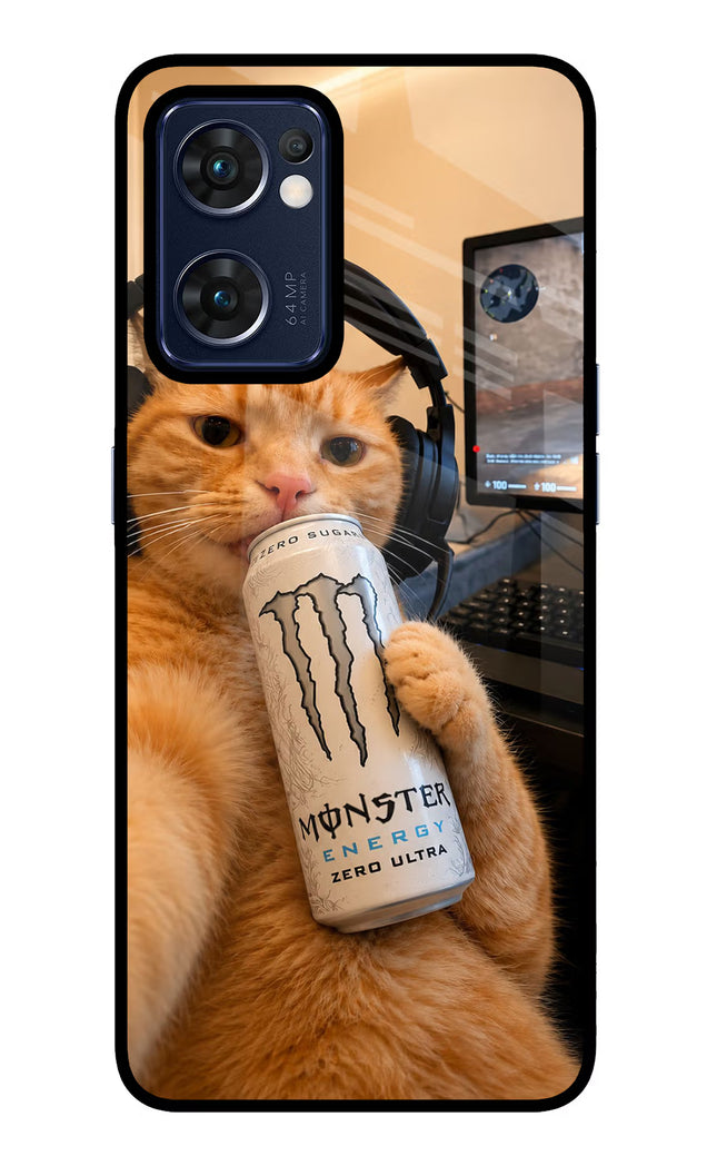 Gamer Cat Energy Oppo Reno7 5G Glass Case