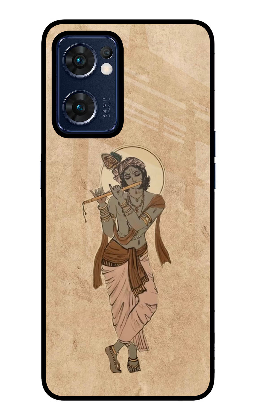 Krishna Oppo Reno7 5G Back Cover, Glass case