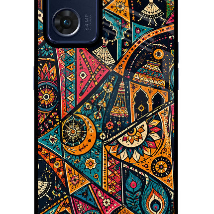 Folk Print Oppo Reno7 5G Glass Case