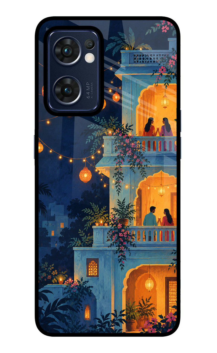 Balcony Glow Oppo Reno7 5G Back Cover, Glass case