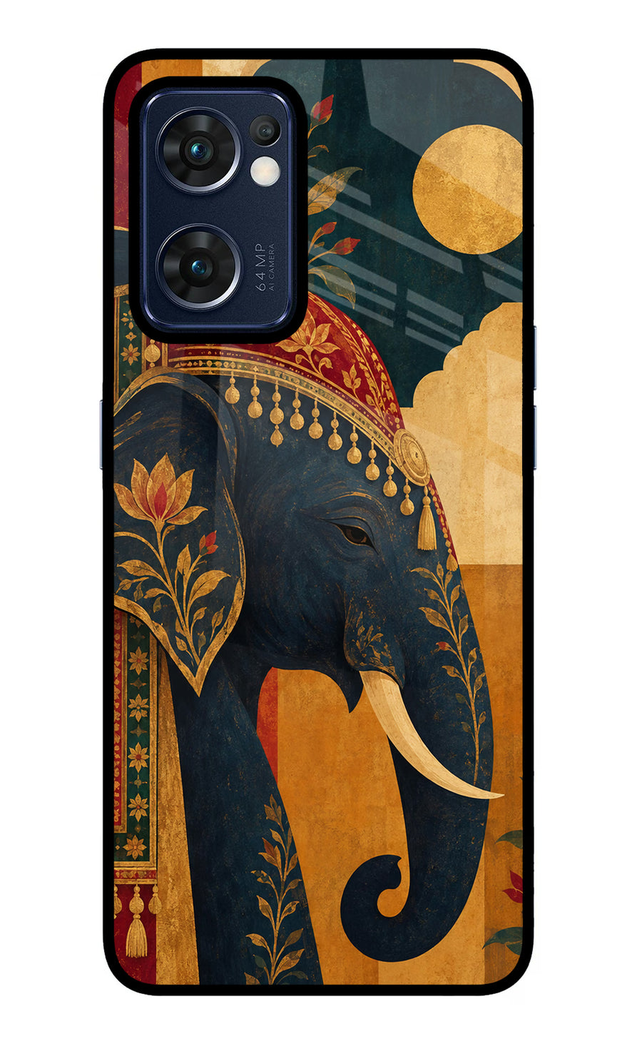Royal Elephant Oppo Reno7 5G Back Cover, Glass case