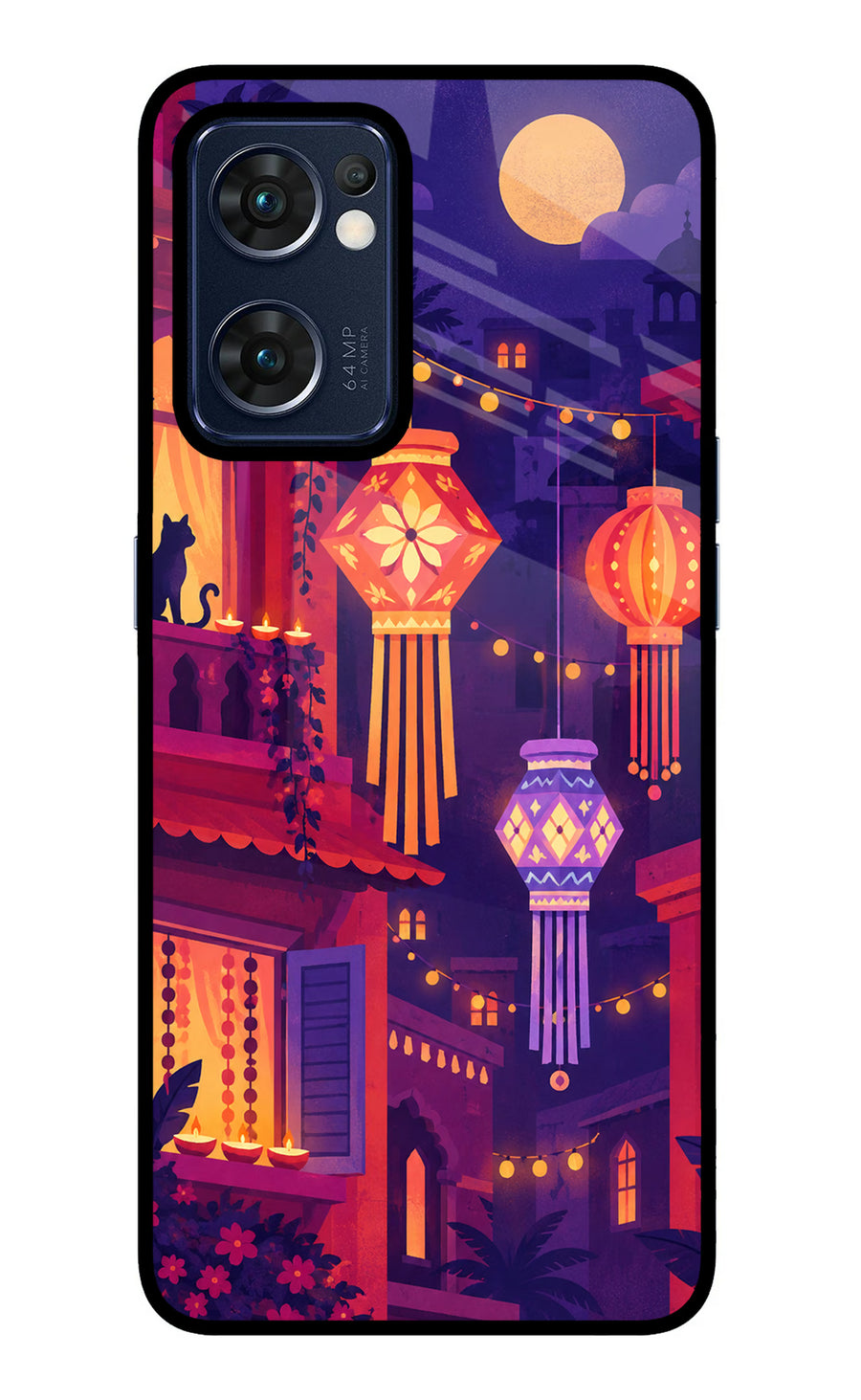 Lantern Lane Oppo Reno7 5G Back Cover, Glass case