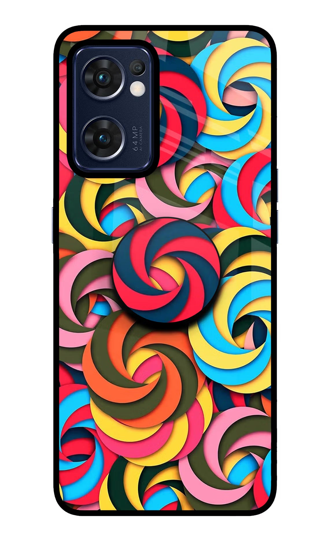 Spiral Pattern Oppo Reno7 5G Pop Case by Casekaro