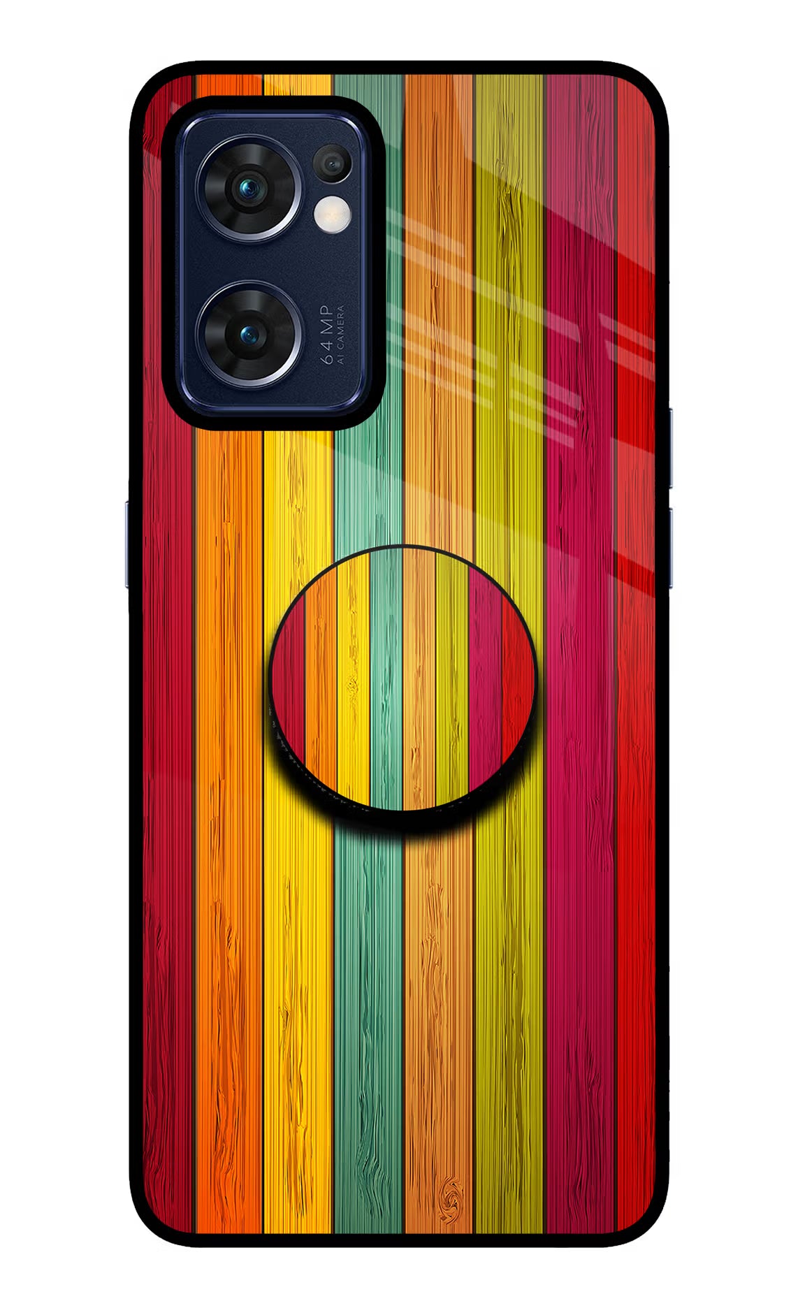 Multicolor Wooden Oppo Reno7 5G Pop Case by Casekaro